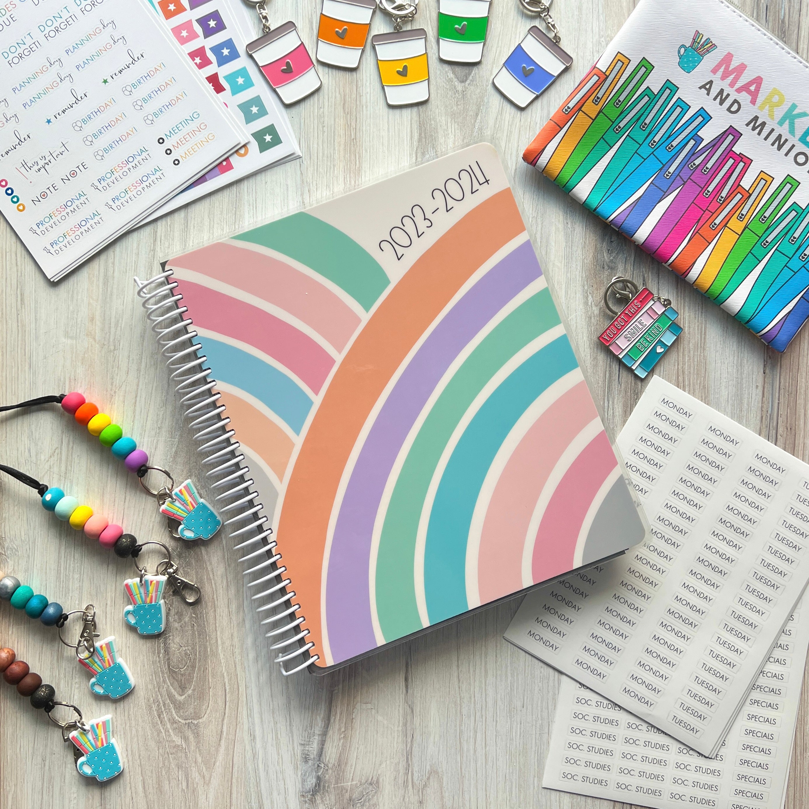 SOLD OUT - Markers and Minions Teacher Planner - Rainbow Cover - Markers &  Minions