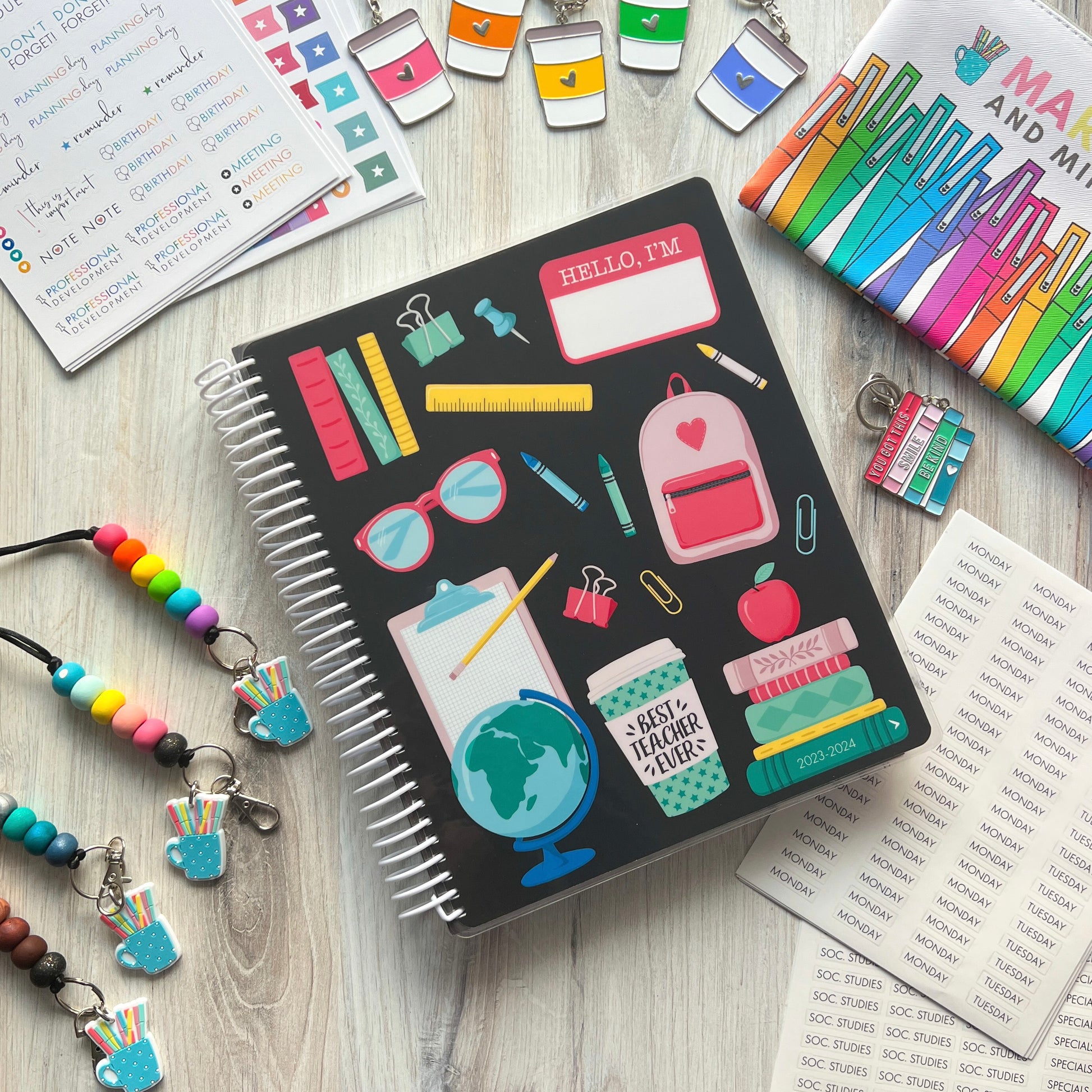 2023-2024 Teacher Planner - School Supplies – Markers and Minions