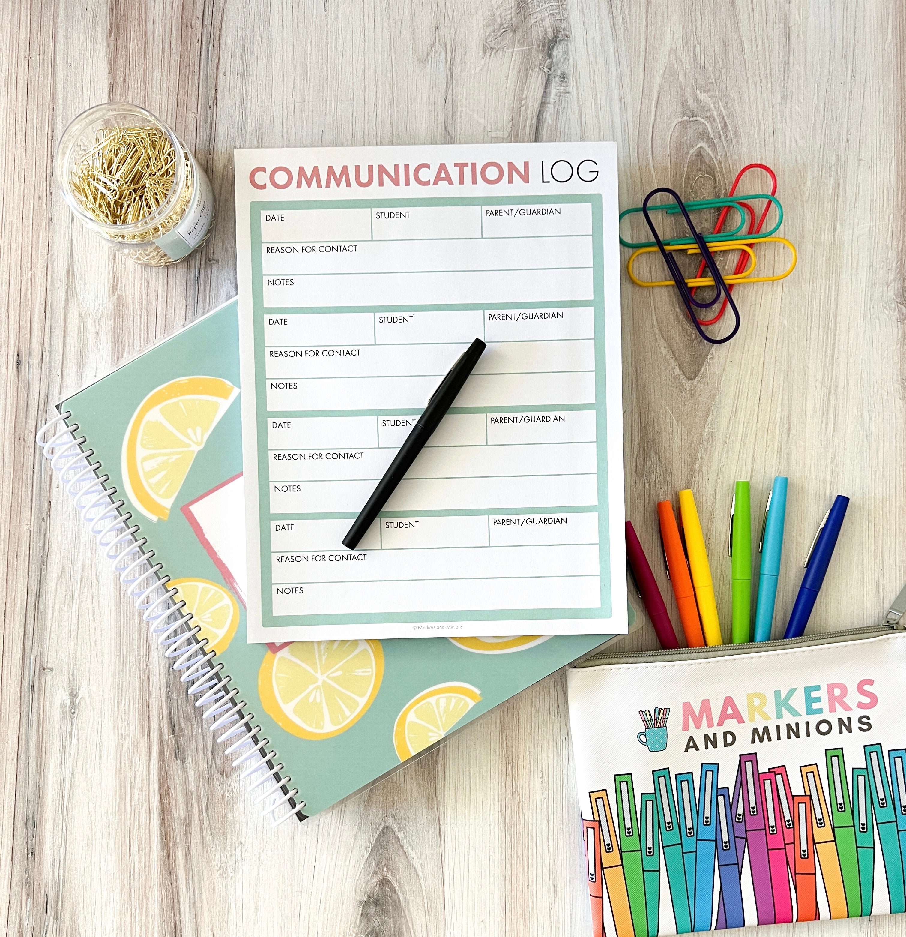 Notepad - Communication Log – Markers and Minions