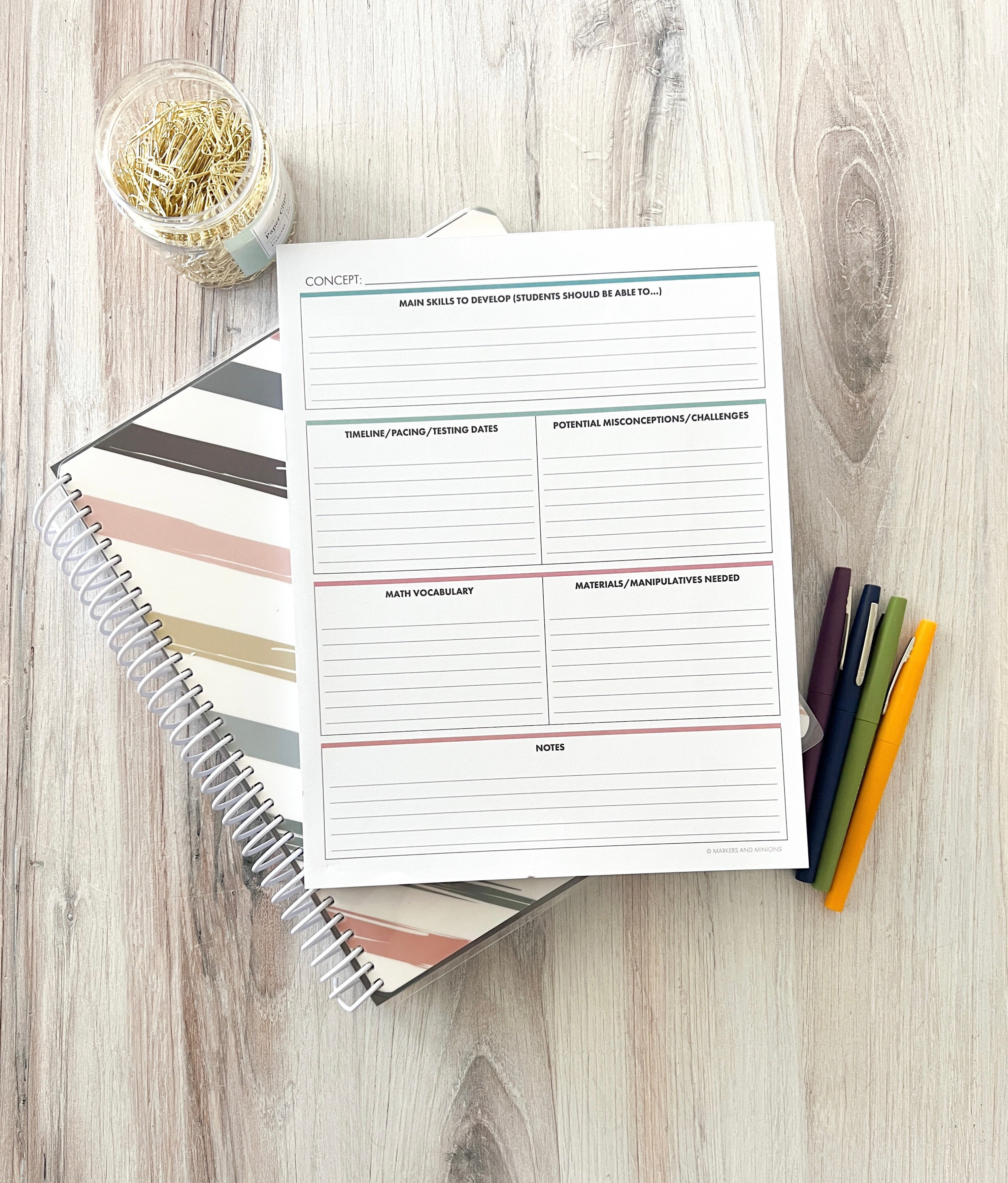 Training Kit Notepad Sample Notepad - ELA and Math Planning Templates – Markers and Minions
